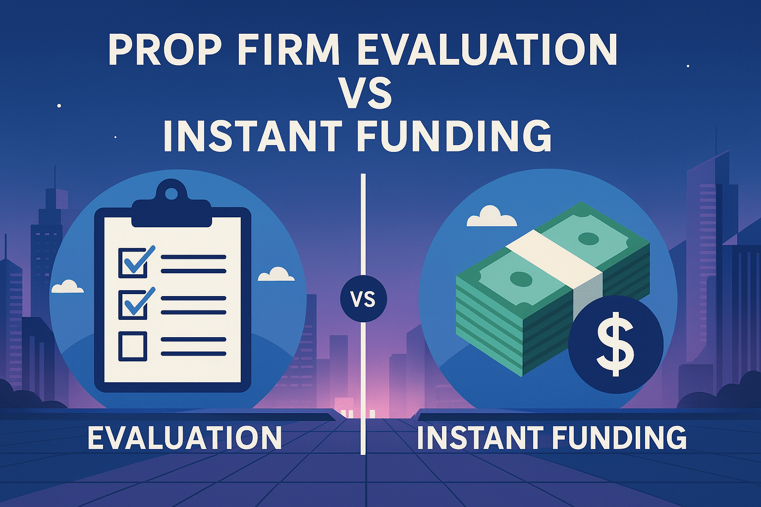 prop firm evaluation vs instant funding